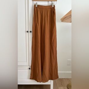 Ginebra (like-new) | High Waisted Camel Tan Brown Rayon Wide Leg Trouser Pants